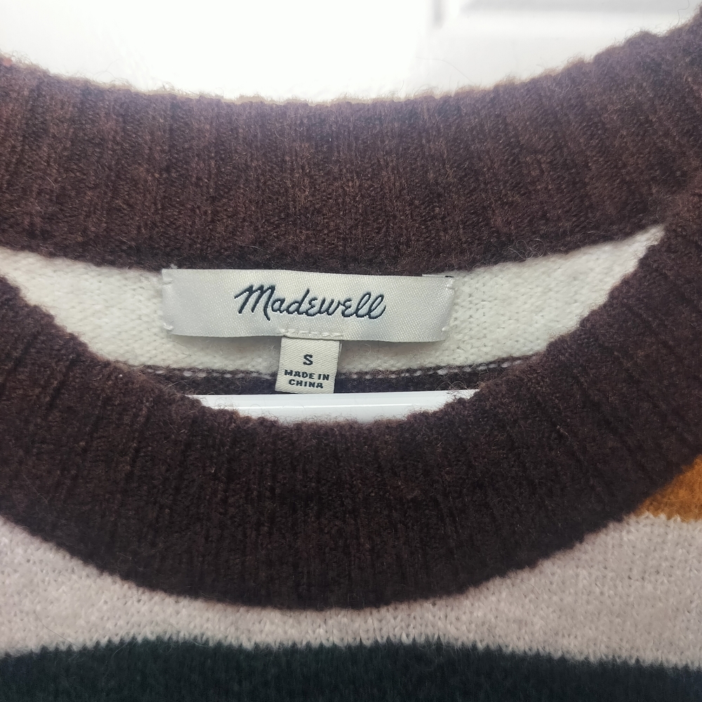 Madewell Striped Sweater in Pink, Green, and Brown - Picture 9 of 10